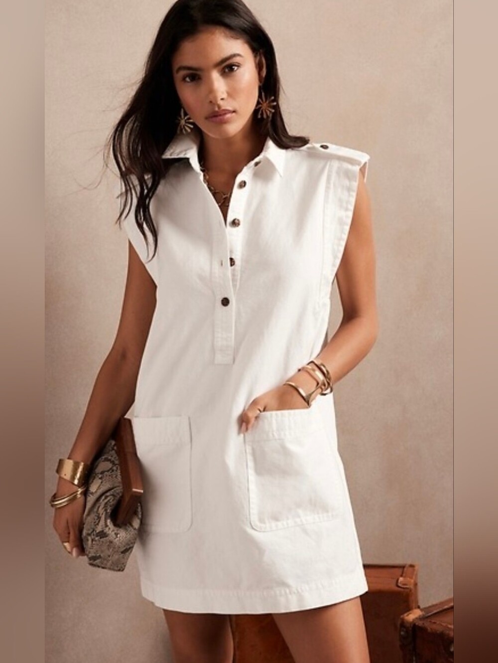Banana Republic sleeveless utility shirt dress